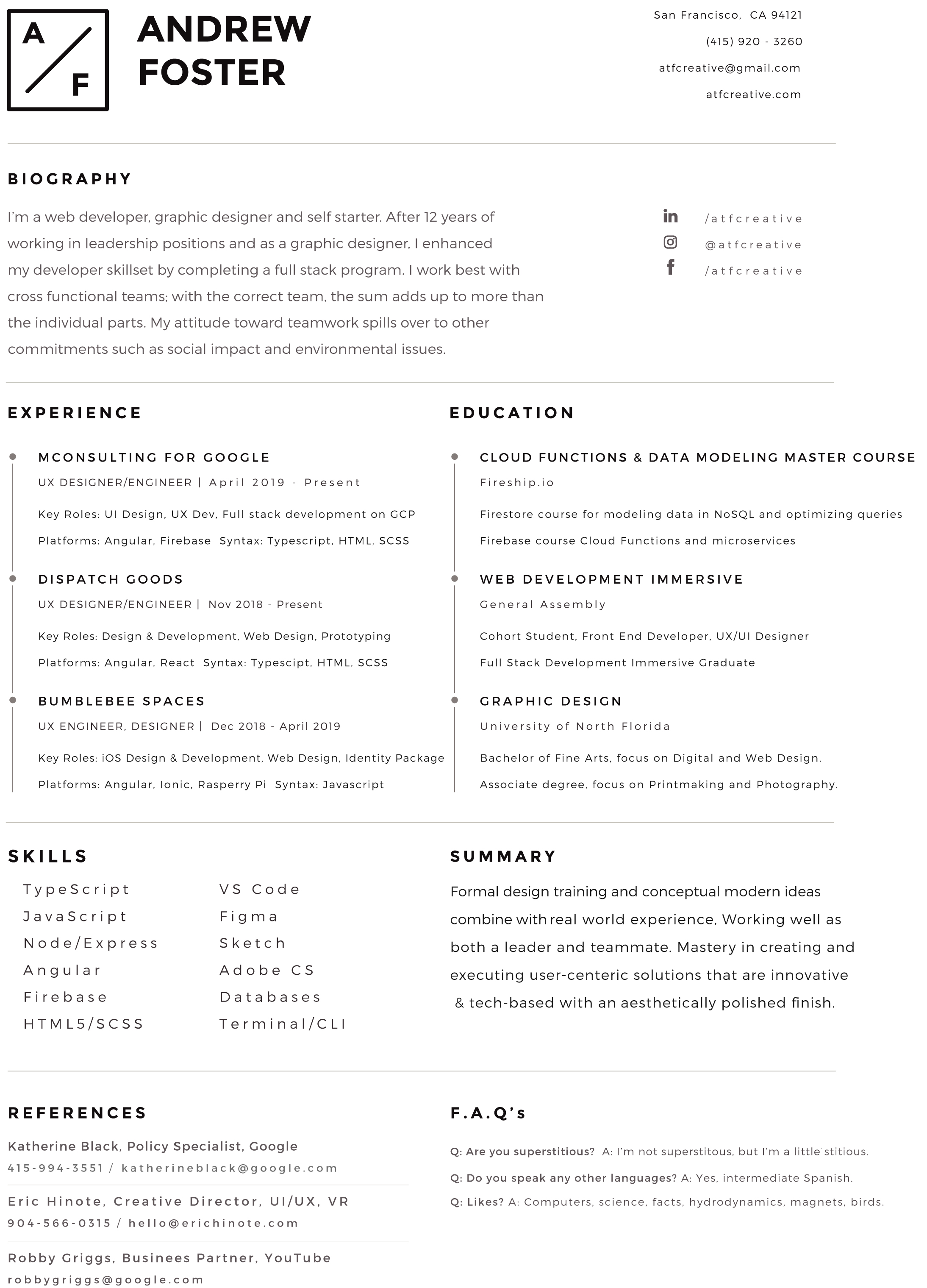 andrew foster resume